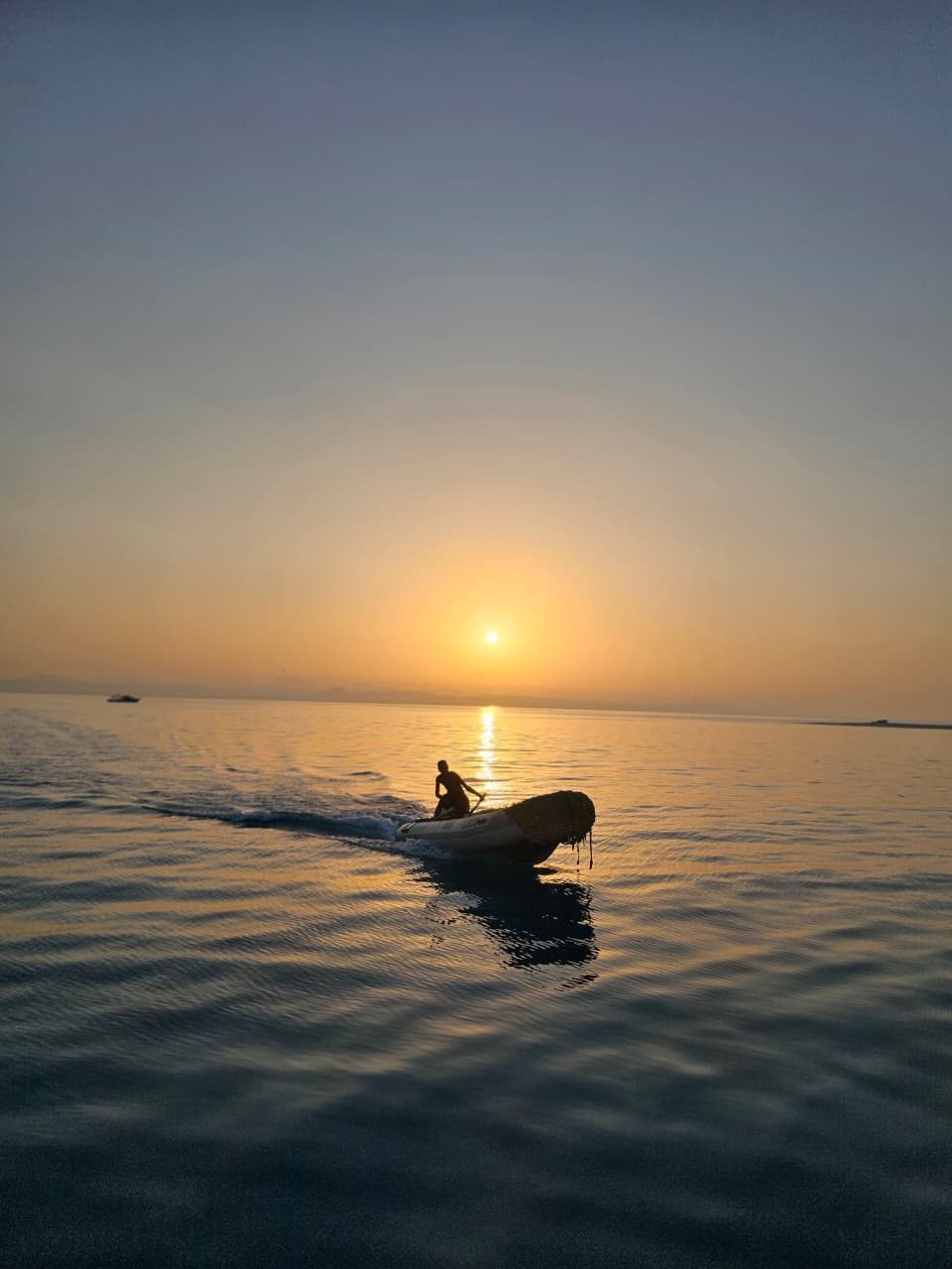 Tender at sunset on the Red Sea